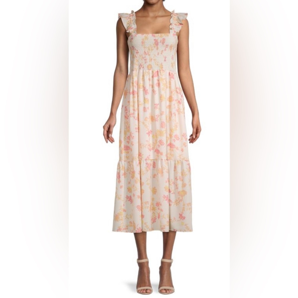 NWT- French Connection. Diana Verona Smocked Tiered Midi Dress.